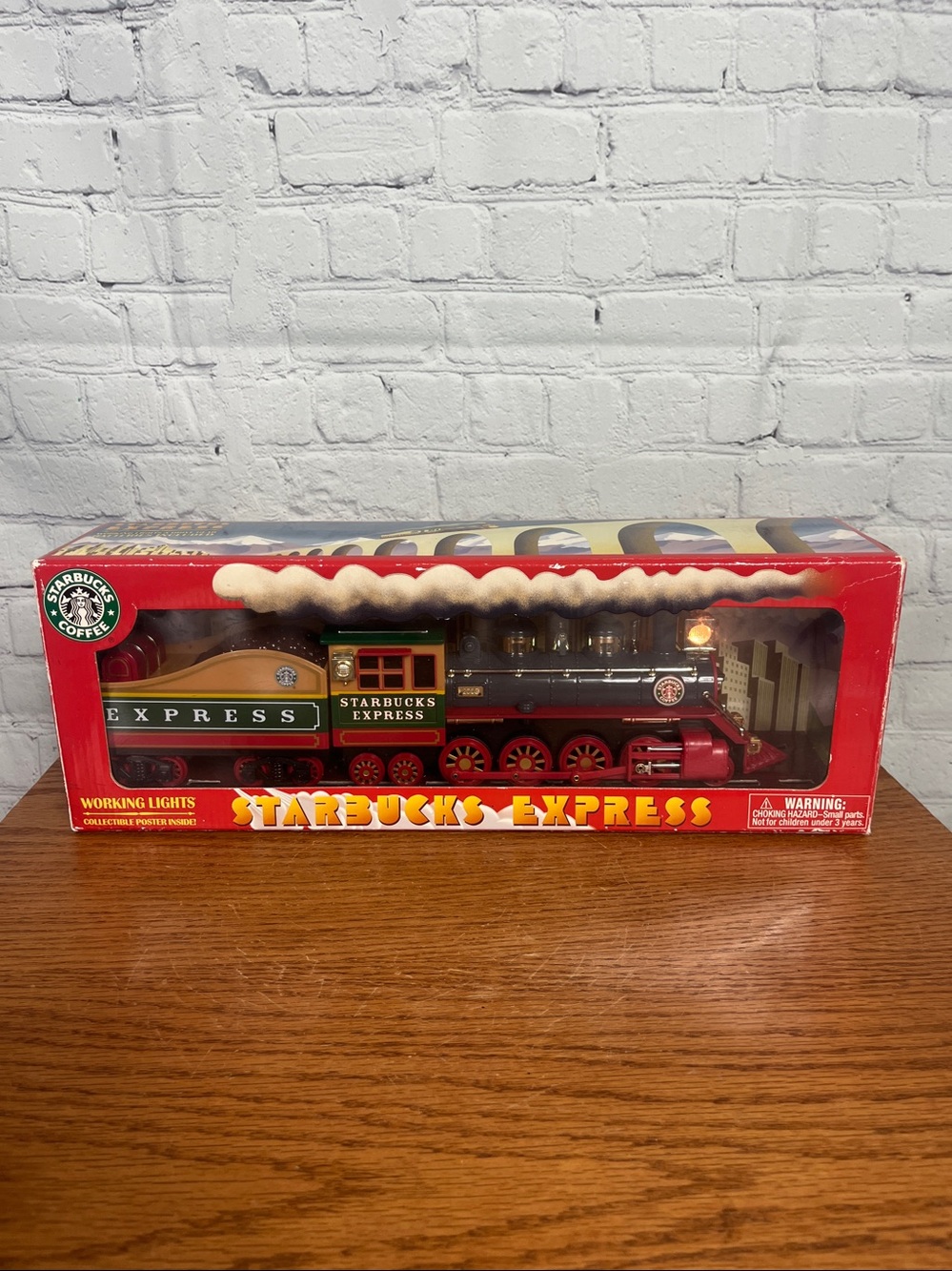 Starbucks Holiday Express Train with working lights and poster like new 2003